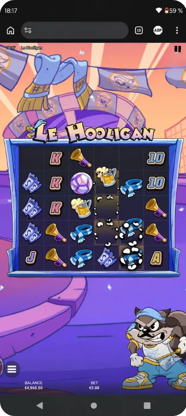 Free spins-läge i Le Hooligan på 6x5 rutnät