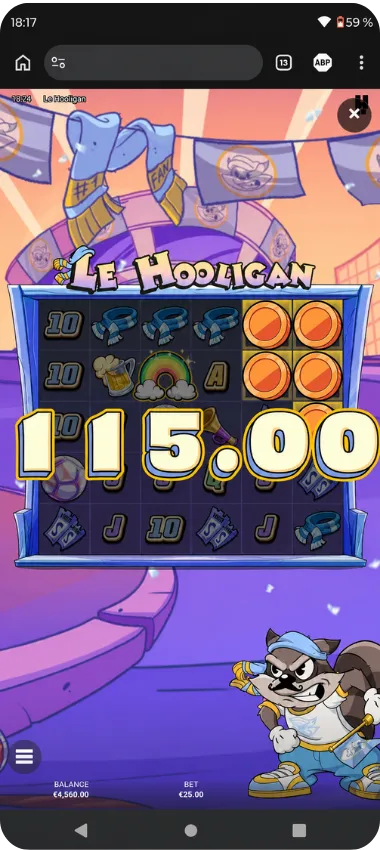 Le Hooligan kluster och kaskadvinst på spelplanen