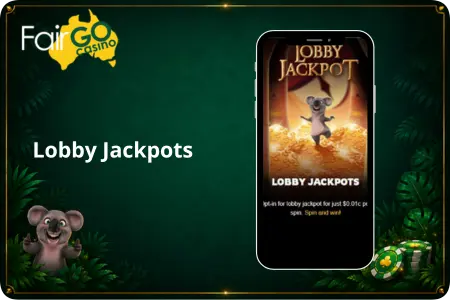 Lobby Jackpot features on the Fair Go Casino mobile app