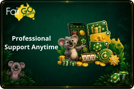 Professional customer support at Fair Go Casino with a koala
