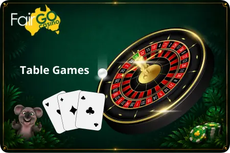 Roulette and card games available at Fair Go Casino