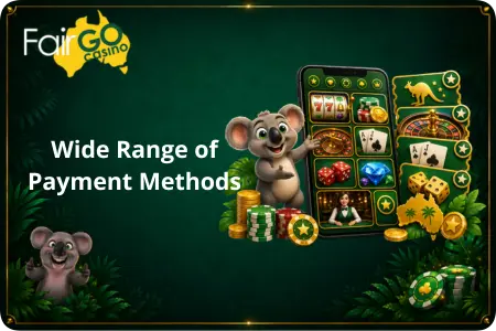 Multiple payment methods available at Fair Go Casino